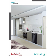 Cabinet de cuisine à prix bon marché moderne avec poignée en aluminium intégrée et porte de pvc Soft Touch